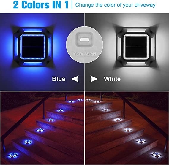 12PCS LEDビーズ 太陽光 LEDドライブウェイ ドックライト 屋外警告 庭道