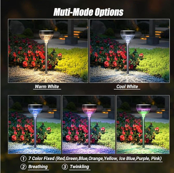 RGB照明付き太陽光発電のガーデンライト 3.7V電圧と600mAhバッテリー容量