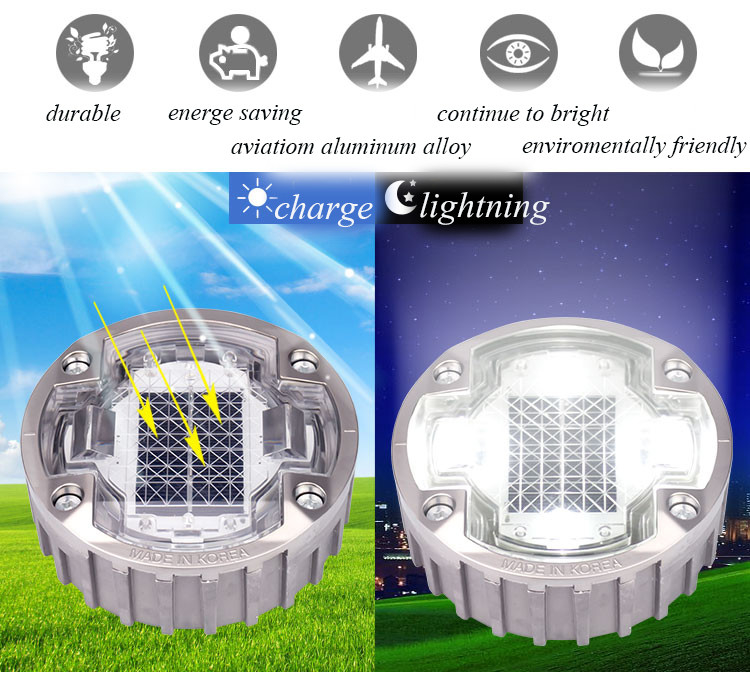 太陽光LED アルミ合金PC道路スタッド IP68 防水レベル 2V 電圧 0.825KG 光源