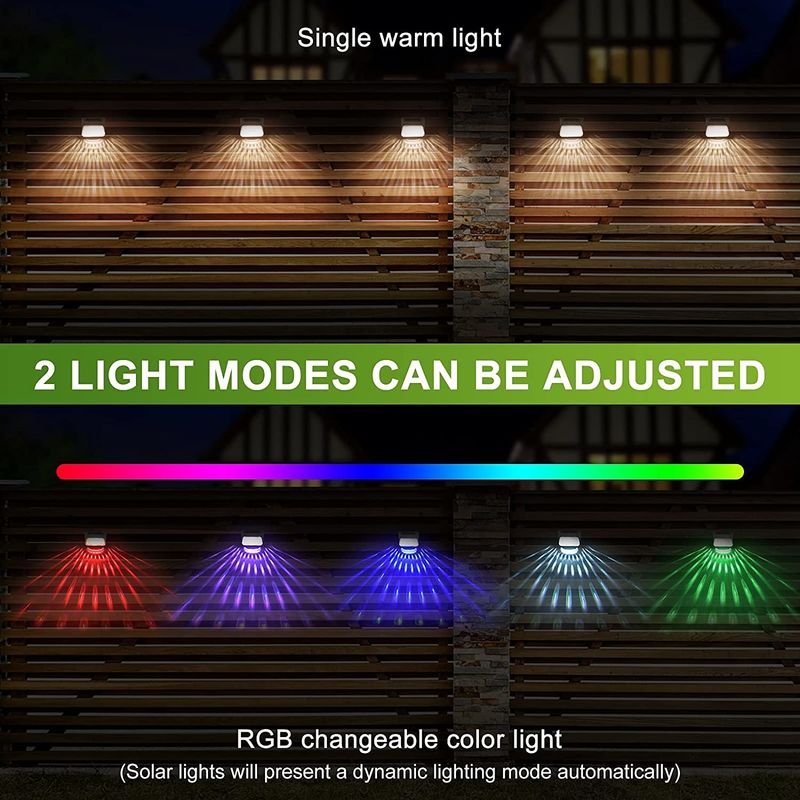 20ルメン 黒色 太陽光発電のフェンスライト 4.5 時間充電時間 暖かい白色 RGB 光色