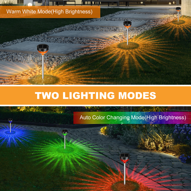 ABS PC ソーラーガーデンライト ホットホワイト/クールホワイト/RGB 安定/呼吸 LED 20 時間稼働時間