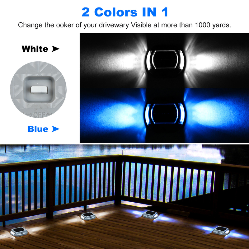 LED 太陽光ドックライト IP68 防水 2V 青/冷白 20 ルメン 亮度 スクリュー 設置