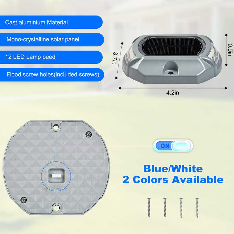 LED 太陽光ドックライト IP68 防水 2V 青/冷白 20 ルメン 亮度 スクリュー 設置