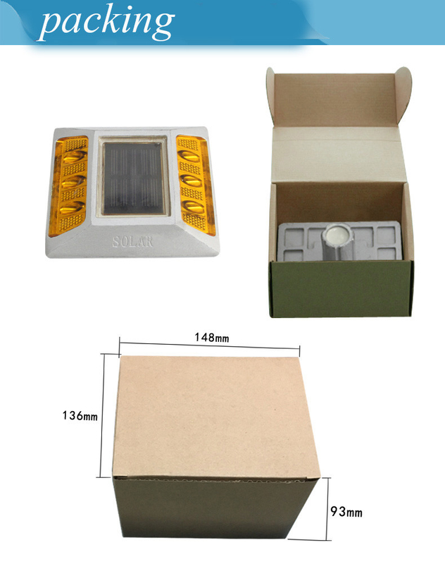 ソーラーロードスタッド 2V LED IP68 防水 アルミ合金 PC 反射 黄色 赤 白 青 緑