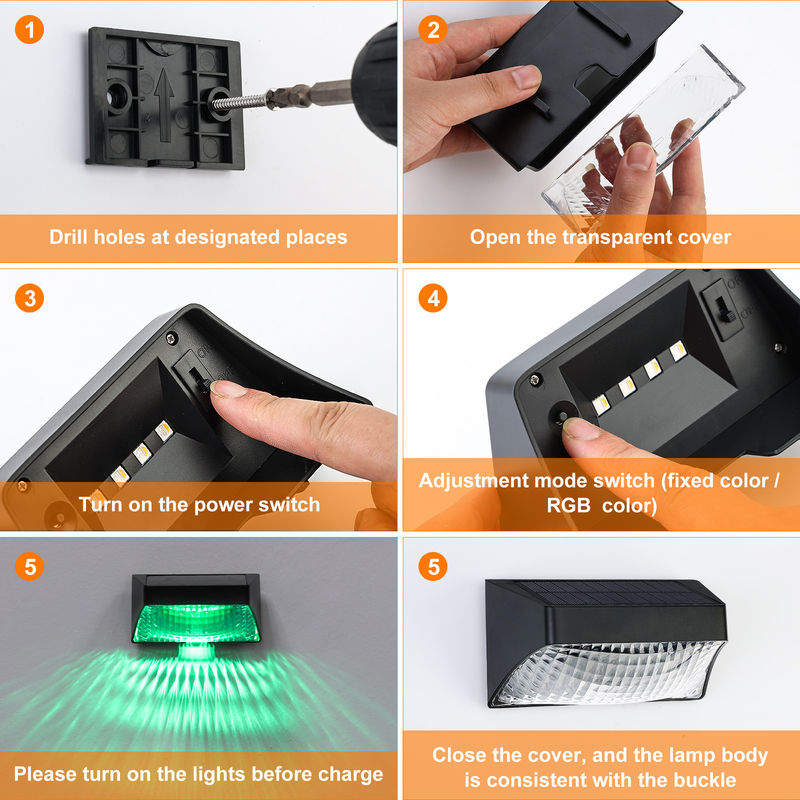 鮮明でカラフルな三重型リチウム電池 太陽光壁ライトアブボディ 耐久性のあるABAPCシェル