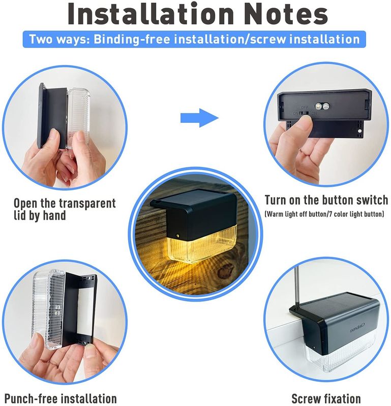 太陽光発電の壁ライト 暖かい白色RGBLED照明のためのリチウム電池