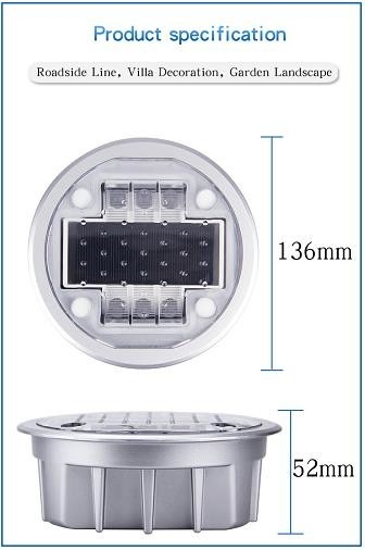136*52mm ソーラーロードスタッド IP68 防水 LED 光源 -20C-60C 温度