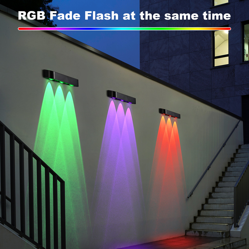 200mAh 太陽光発電 IP65 防水 ABS PMMA LED フェンスライト ホットホワイト RGB