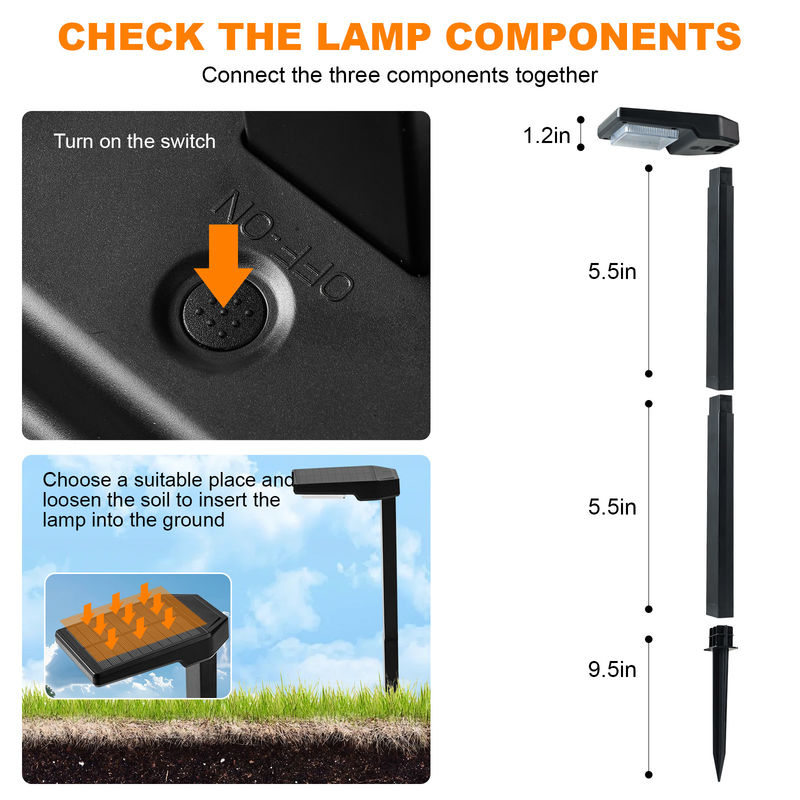 屋外道路装飾 太陽電池スタックライト 6 明るいLEDライト 15時間 作業時間 IP65 防水