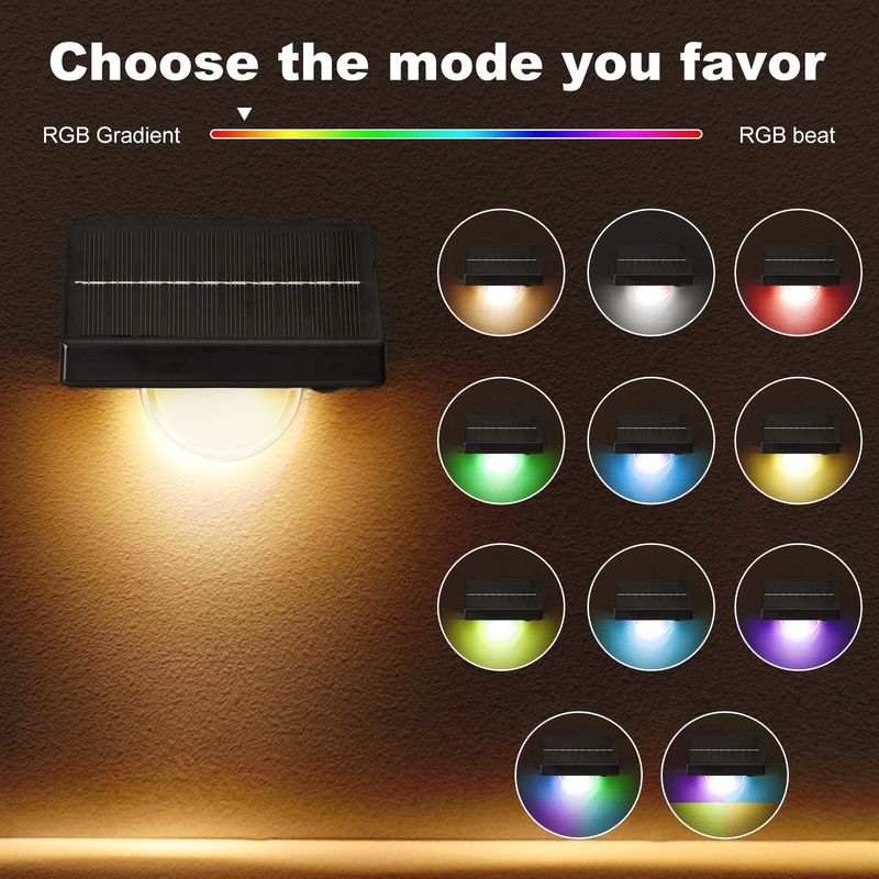 屋外太陽光 LED ステップライト IP65 防水 7 色 RGB