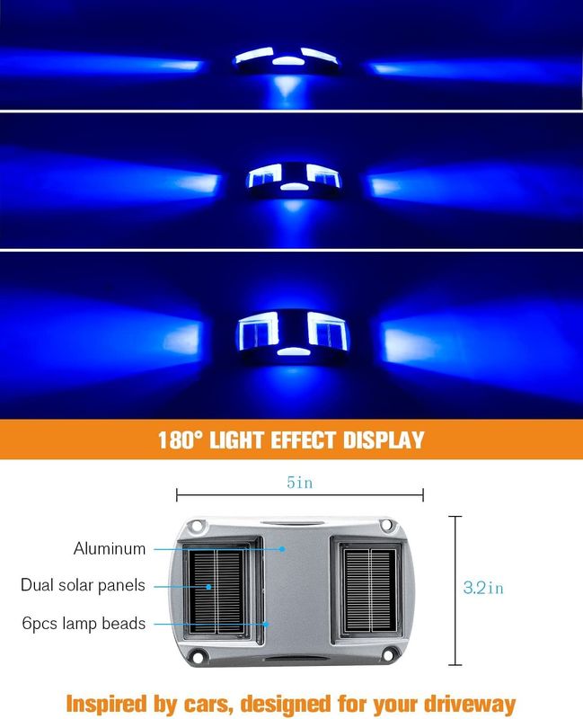 2つの照明モードを備えたアルミニウム製ソーラーデッキライト、5000K昼光色、2年保証